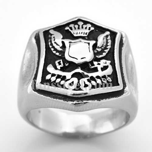 FSR08W37 Angel Wings Crown Shield Signet Ring